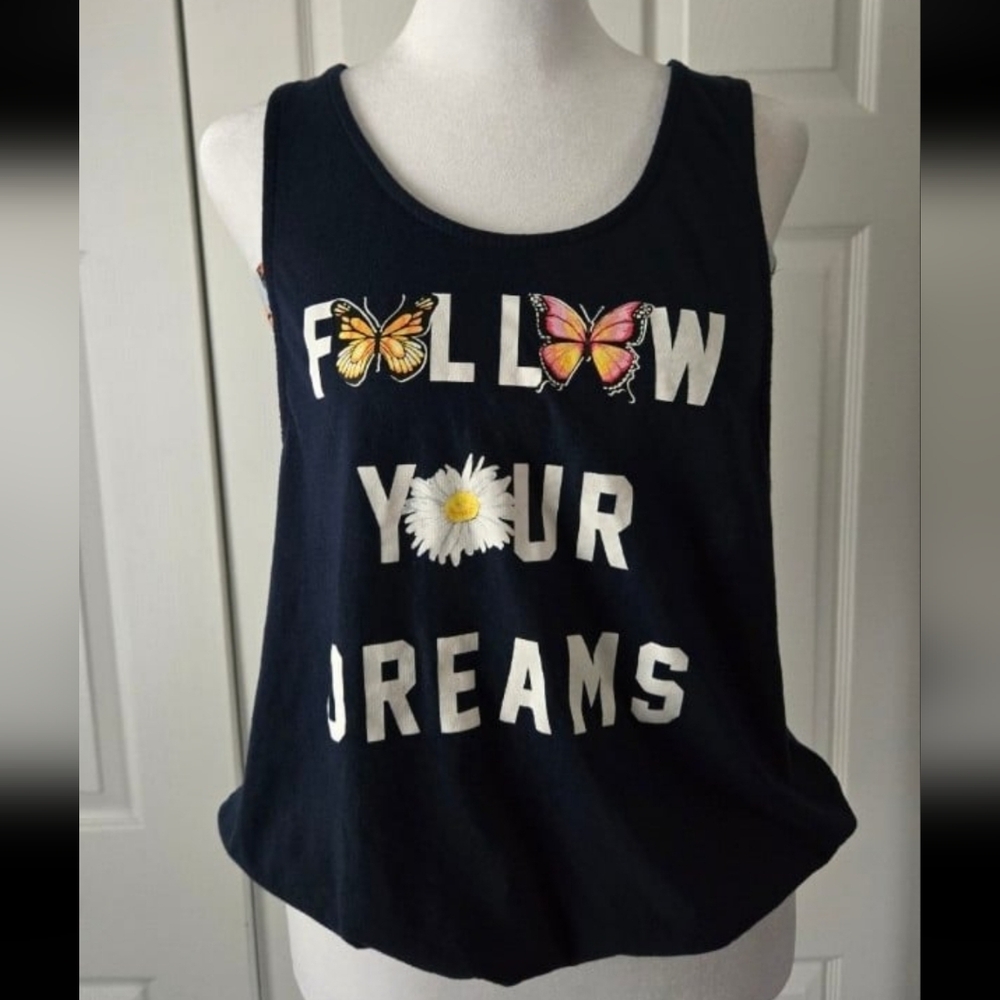Y2K 2 PC juniors tube top with matching top athletic butterfly sz Large